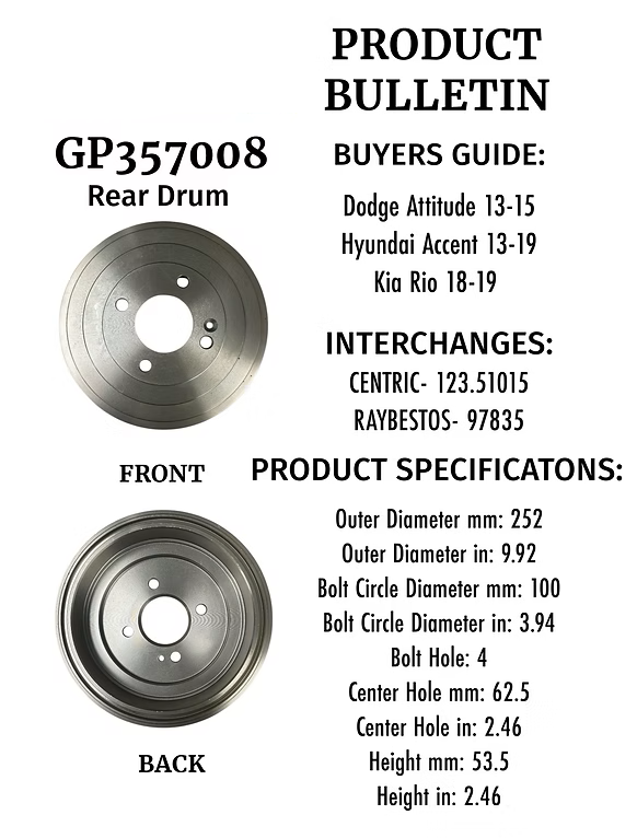 Dodge Attitude 13-15, Hyundai Accent 13-19, Kia Rio 18-19