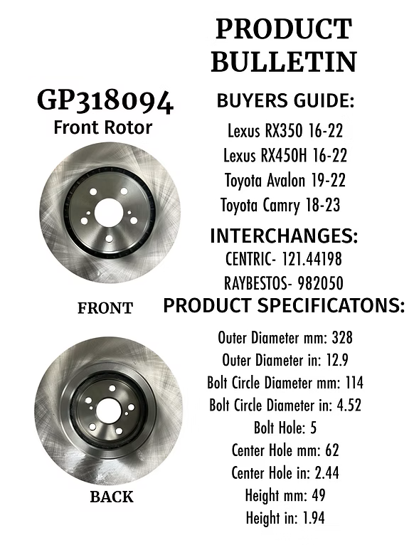 Lexus RX350 16-22, Lexus RX450H 16-22, Toyota Avalon 19-22, Toyota Camry 18-23