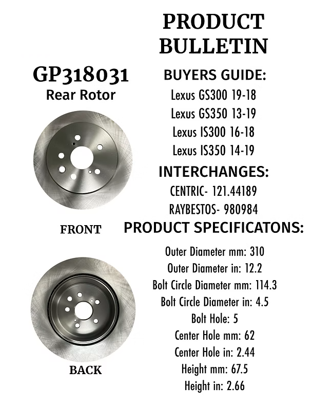 Lexus GS300 19-18, Lexus GS350 13-19, Lexus IS300 16-18, Lexus IS350 14-19